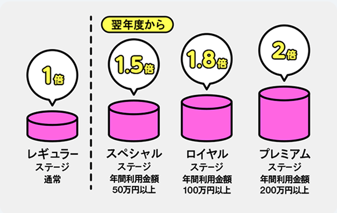 ライフカードはポイントがたまりやすいステージ制であることがわかる画像